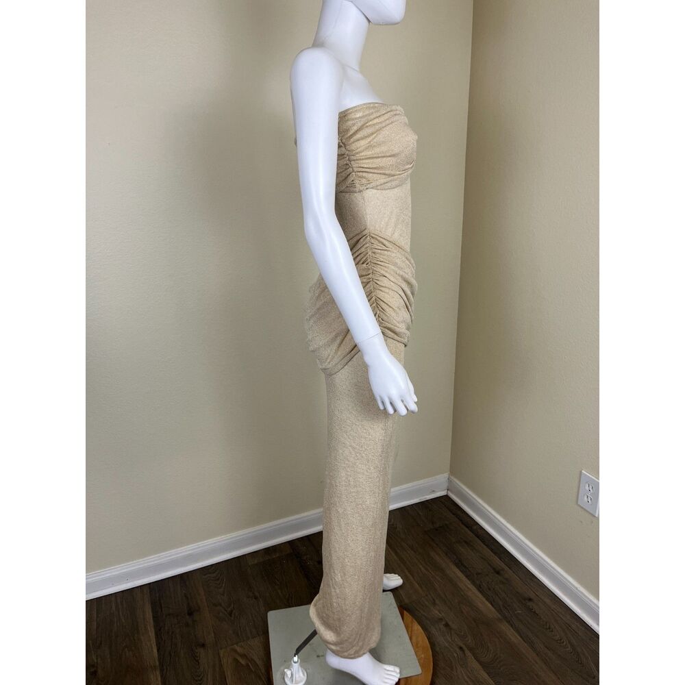 Meshki Strapless Ruched Maxi Dress in Beige - Picture 14 of 15